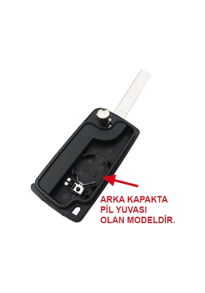 Peugeot Uyumlu 207 307 308 Citroen Uyumlu C3 C4 Anahtar Kumanda Kabı-Pil Yuvalı