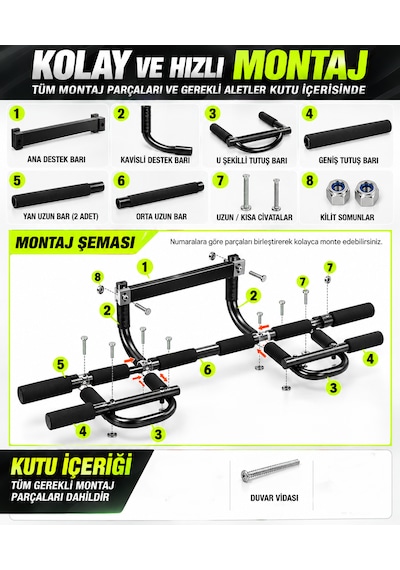 Mft09 Profesyonel Kapı Barfiksi Demiri Çoklu Tutuş Barfix Demiri Şınav Mekik Kol Sırt Fitness Egzersiz Aleti