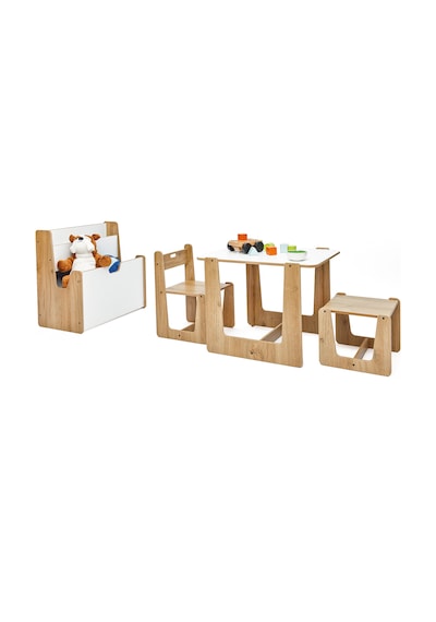 Minera 0-6 Yaş Turna Montessori Ahşap Çocuk Kitaplığı ve Oyuncak Toplama Ünitesi