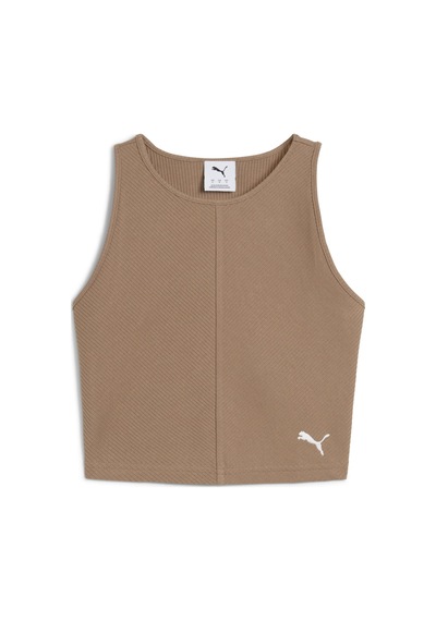 Puma Wardrobe Ess Kadın Nervürlü Crop Üst 629765 93 Kahverengi
