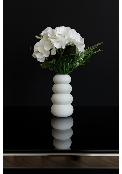 Dekoratif Vazo 18 Cm Mermer Beyaz Modern Masaüstü Çiçeklik