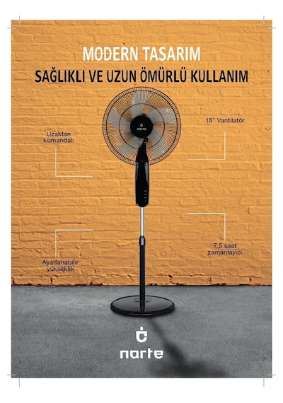 Narte Nt-rcf180 18'' Ayaklı Vantilatör Uzaktan Kumandalı