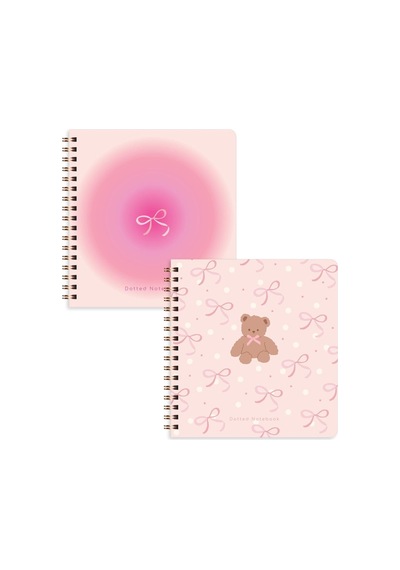 15x16 Spiralli Karton Kapak 2'li Noktalı Not Defter Seti - Ayıcık Genel