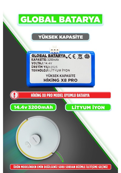 Hiking X8 Pro Robot Süpürge Bataryası 3200mah Lityum İyon Pil
