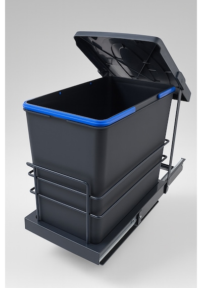 Almital Dolap İçi Teleskopik Raylı Antrasit Çöp Kovası 24 Litre, Minimum Kapak Genişliği 45 Cm. -9037832206103 Antrasit