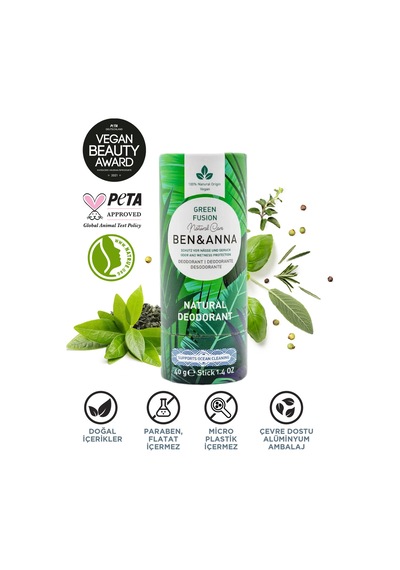 Ben & Anna Green Fusion Vegan Natural Deodorant Stick 40 G