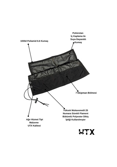 Rollpack Siyah Organizer 7 Bölmeli Outdoor/makyaj/alet/bıçak Çantası
