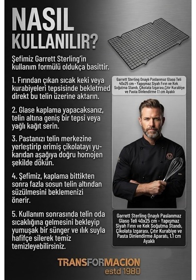 Glaso Teli 40x25 Cm - Paslanmaz Yapışmaz Siyah Fırın Ve Kek Soğutma Standı, Çikolata Izgarası, Çıtır Kurabiye Diğer