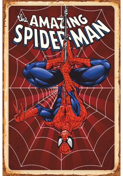 spiderman süper kahramanlar retro ahşap poster