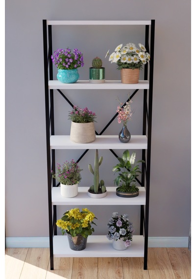 Titan Saksılık Saksı Çiçek Standı Rafı Dekoratif Çok Amaçlı Saksılık 150x60cm Beyaz Beyaz