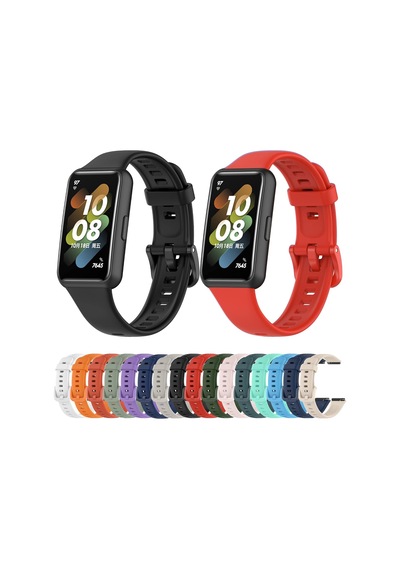 Huawei Band 7 İle Uyumlu Saat Kayışı Ent Kaliteli Huawei Mi Band 7 İle Uyumlu Spor Saat Kontrast Renkli Lagniappe Silikon Kordon Diğer