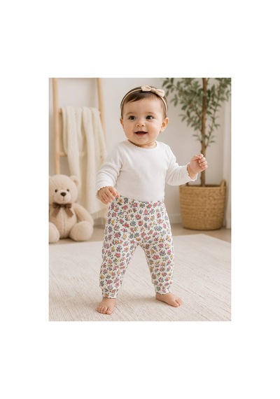 H&c Coolboy H&c %100 Pamuk Ajurlu Bebek Tek Alt Pantolon 0-36 Ay Yumuşak Dokulu Esnek Bel Çiçekli