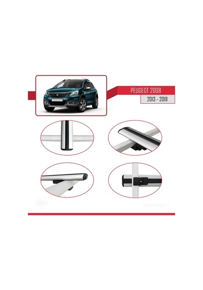 Peugeot 2008 2013-2019 Arası İle Uyumlu Basic Model Ara Atkı Tavan Barı Gri 3 Adet