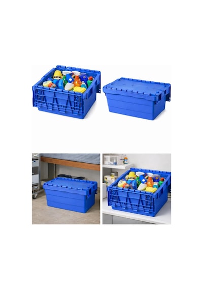 2li 40 60 36 Cm Mavi Menteşe Kapaklı Plastik Kasa