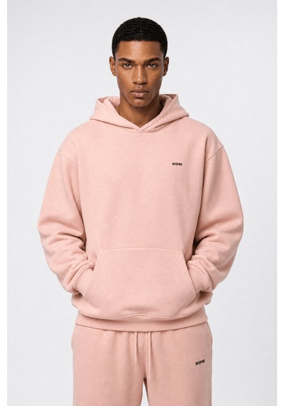 Erkek Respire Basic Oversize Hoodie Pembe