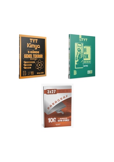 2027 2027 Benim Hocam Tyt Kimya 5 Günde Genel Tekrar Kampı + Fizik Konu + Anla Kazan Paragraf Deneme 3'lü Set