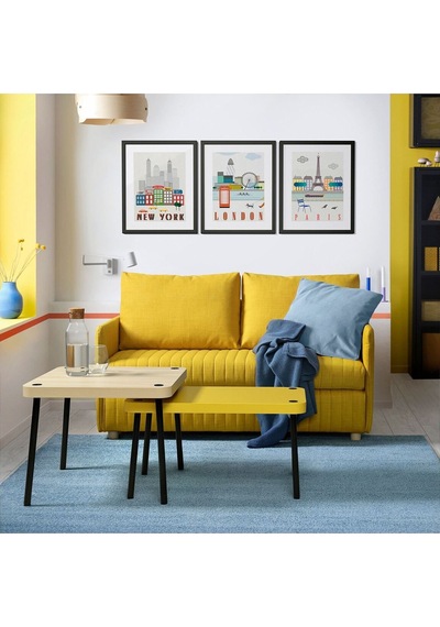 Sehpa Seti, Sarı-huş Görünüm, 2 Parça Zigon Sarı Meşe