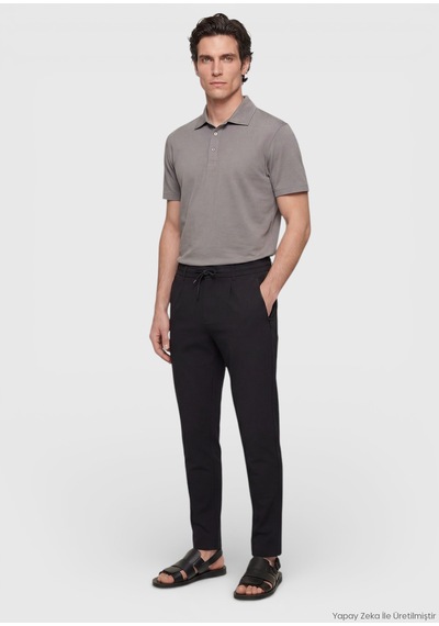 Ramsey Siyah Düz Teknik Jogging Fit Casual Pantolon