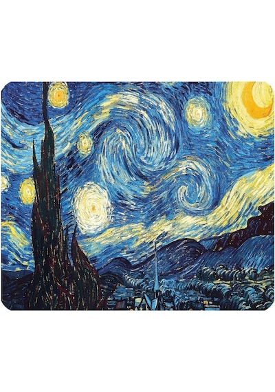 Van Gogh Yıldızlı Gece - Baskılı Kare Mouse Pad Mousepad