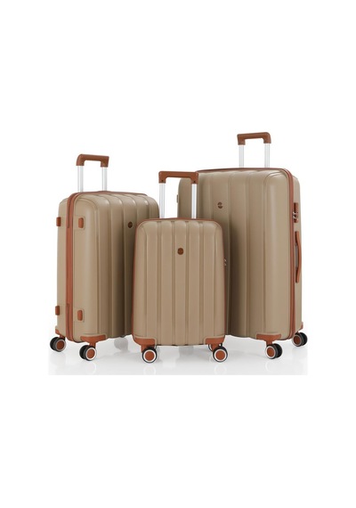 Mçs 3lü Set Kırılmaz Silikon Seyahat Valizi Bavulu V305 Şampanya/kahve Bej