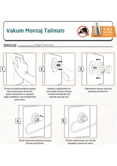 Teknotel Vakumlu Kağıt Havluluk Beyaz Dm240 Beyaz
