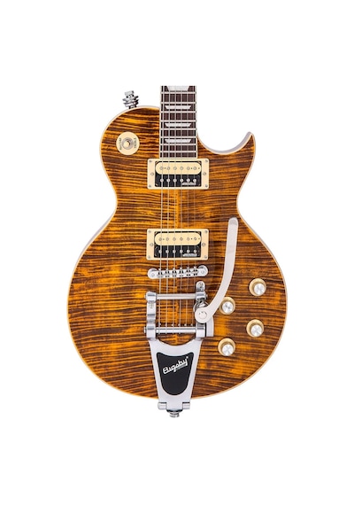Vintage V100 Reissued Elektro Gitar - Flamed Amber W/bigsby