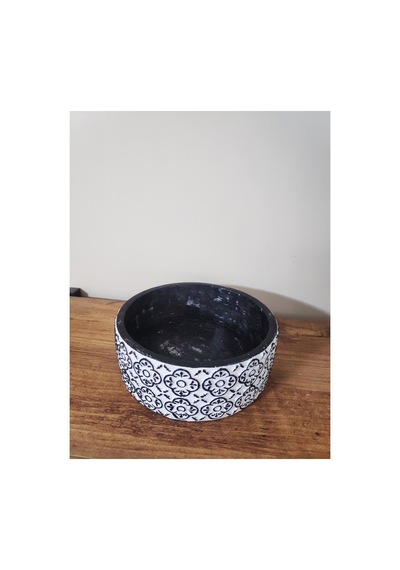 Beton Saksı Sukulent Bonzai Teraryum Arajman Çiçek Saksısı 18x7cm Bitki Hariç Siyah-beyaz