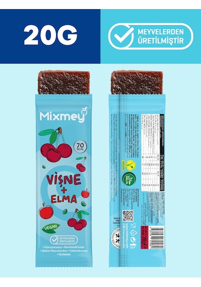 Vişne Meyve Barı 288 Adet Atıştırmalıklar Vegan, Glutensiz 20gr X 288 Adet