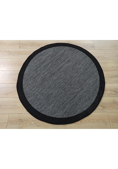 Çam Halı Sisal 9714 Gri / Siyah Bordürlü Jüt Sisal Kilim - 100x300