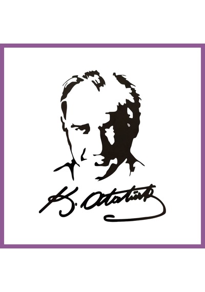 Bezos K.atatürk Silüetli İmzalı Oto Sticker Siyah 19x15cm Rengaren Standart