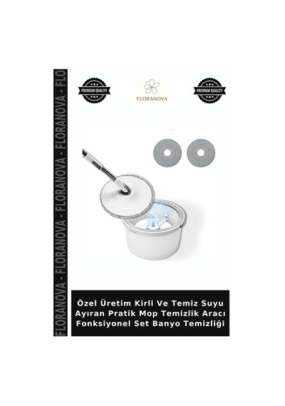 Özel Üretim Kirli Ve Temiz Suyu Ayıran Pratik Mop Temizlik Aracı Fonksiyonel Set Banyo Temizliği