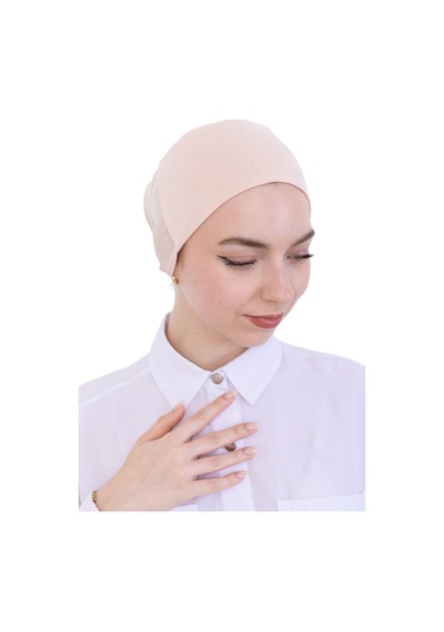 Modish Group Pratik Bone Pamuklu Tesettür İç Bone, Başörtüsü İçin Hazır Viskon Şapka, Namaz Günlük Kullanım İçin Bej