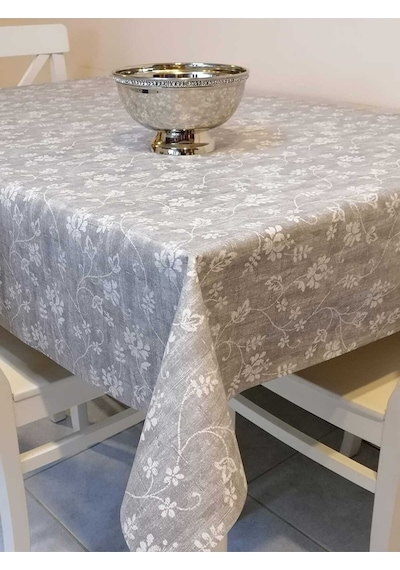 Elyaflı Pvc Muşamba - Desenli Silinebilir Masa Örtüsü 01fnt12115 Gri