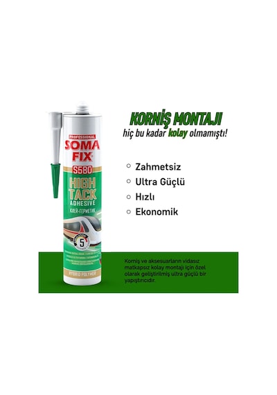 Somafıx S580 Hıgh Tack Korniş Yapıştırıcısı 290 Ml Taş,beton,metal,cam
