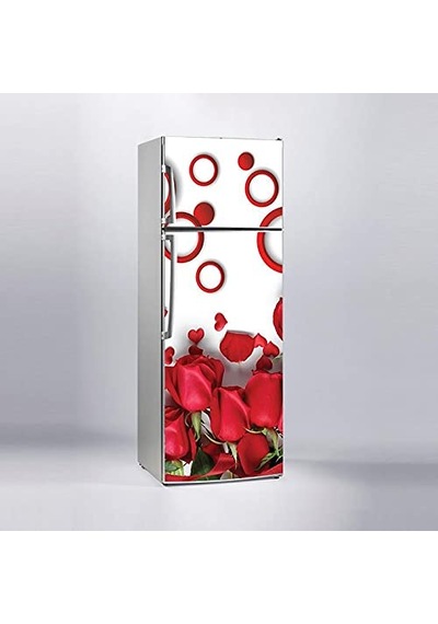 Buzdolabı Sticker Kaplama Dolap Kaplama Etiketi Kırmızı Güller Yuvarlak Çok Renkli