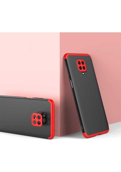 Xiaomi Redmi Note 9 Pro Kılıf Zore Ays Kapak Siyah-Kırmızı
