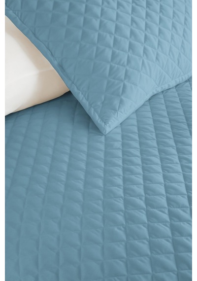 Mavi Modern Genç Odası Tek Kişilik Pike Takımı - Kapitone Düz Açık Mavi 160x220 Cm Yatak Örtüsü Pamuksu Kekik Sükuneti