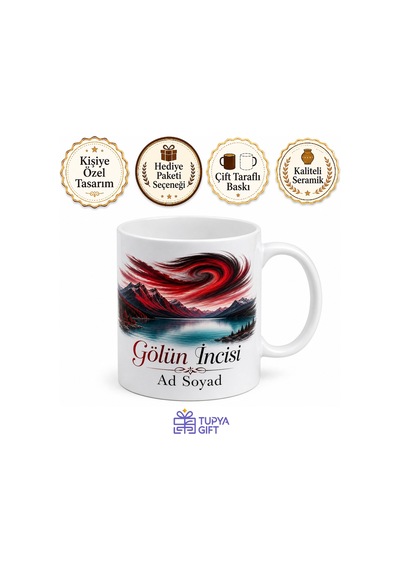Kırmızı Siyah Gölün İncisi Doğu Rüzgarı Vanspor Taraftarına Göl Manzaralı Kupa Bardak Hediye Beyaz / Çok Renkli
