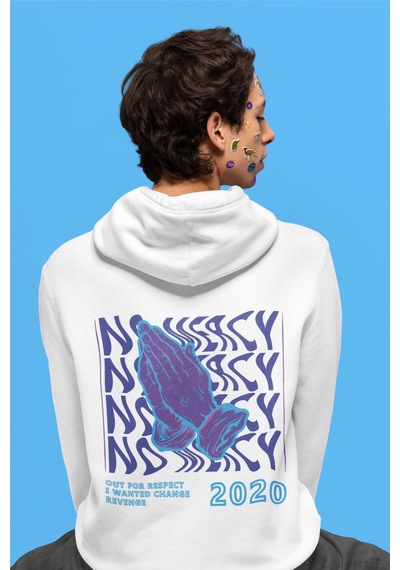Macklin Unisex Kadın Erkek No Mercy Tasarım Baskılı Kapşonlu Sweatshirt Beyaz Mck0019 Beyaz