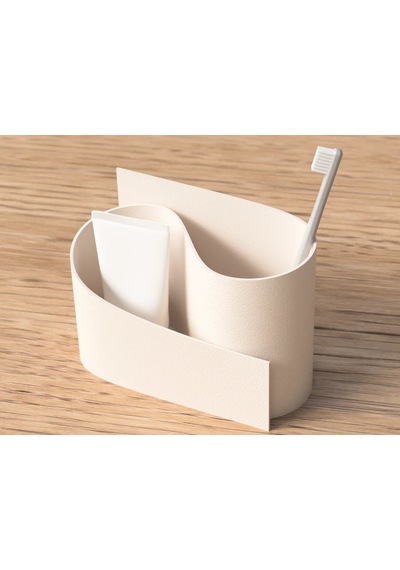 Bşkvirgo 3d Baskı Kavisli Diş Fırçası Ve Küçük Eşya Tutucu Masa Ve Banyo Organizeri Modern Minimal Düzenleyici - Krem Bsk2026