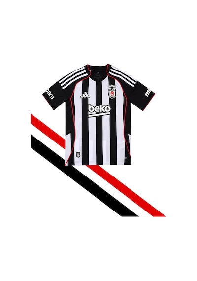 Lisanslı Adidas Beşiktaş Forma 25-26 Sezon Çubuklu Çocuk Forması Uv Baskı Kutu Siyah-beyaz