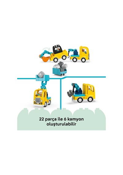 Duplo Kasabası 3'ü 1 Arada İnşaat Araçları 10475