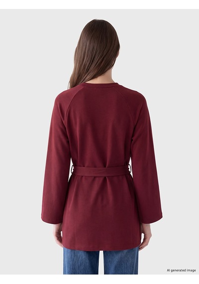 Lcw Modest Bordo Soft Touch Kadın Sweatshirt Tunik