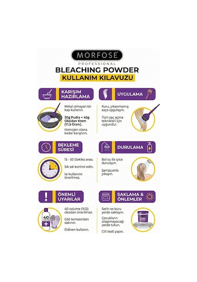 Morfose 9+ Tona Kadar Keratin Argan Jojoba Yağlı Mavi Pudra Toz Açıcı 600 Gr