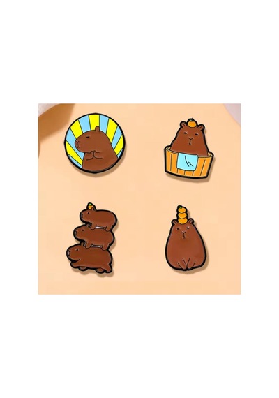 Capybara Kadın Broş, Çocuk Broş, İğneli Broş, Klipsli Broş Yaka Broşu, Çeket Yaka İğnesi, Mineli B75