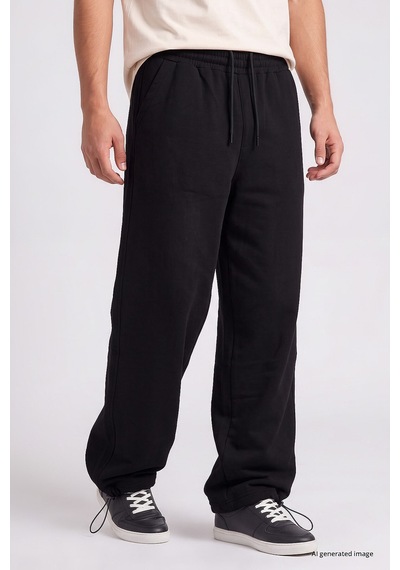 TOMMYLIFE Siyah Lastikli Erkek Baggy Eşofman Alt - 82200