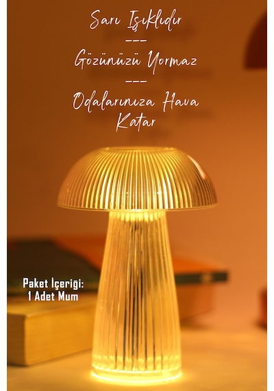 Led Mum Kristal Tip Pil Dahil Dumansız Alev Ledli Yapay Dekoratif Mum Dekor Işığı Şeffaf Pt429 Şeffaf