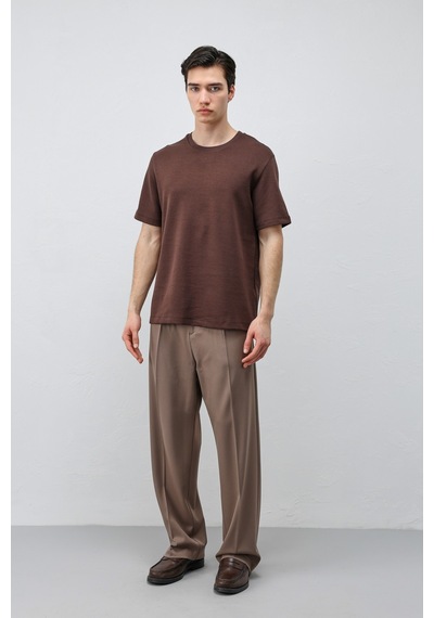 Antioch Regular Fit Basic Erkek T-shirt Koyu Kahve