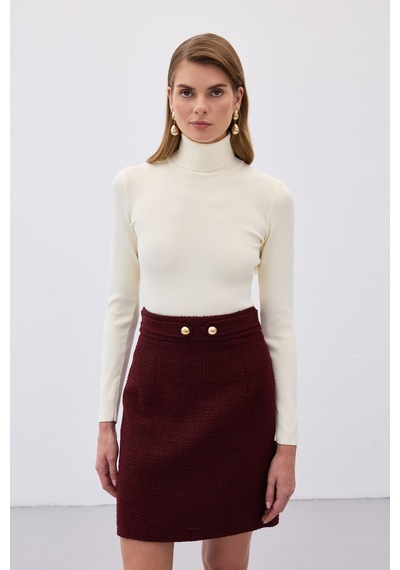 Sateen Tam Balıkçı Triko - Ekru-130140 Ekru