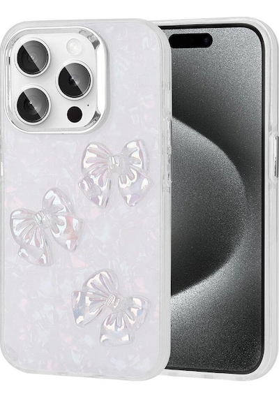 Apple iPhone Uyumlu 15 Pro Kılıf Kabartma Figürlü Parlak Zore Eralli Silikon Kapak Kelebek